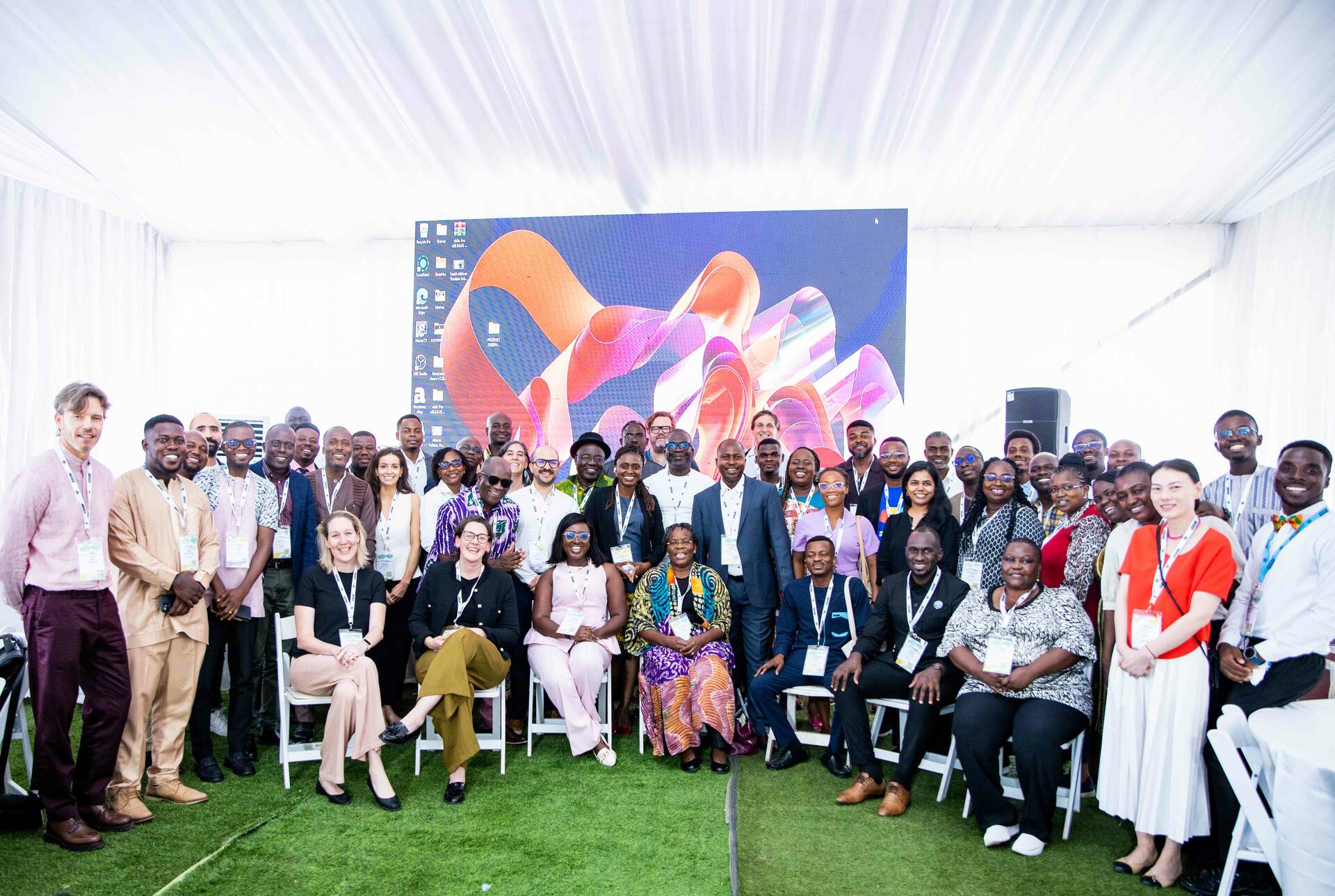 Group photo of Lordina Omanhene-Gyimah, Education Specialist, and participants at the eLearning Africa Conference in Accra, Ghana. Photo by Derrick Osafo / Clearview Africa